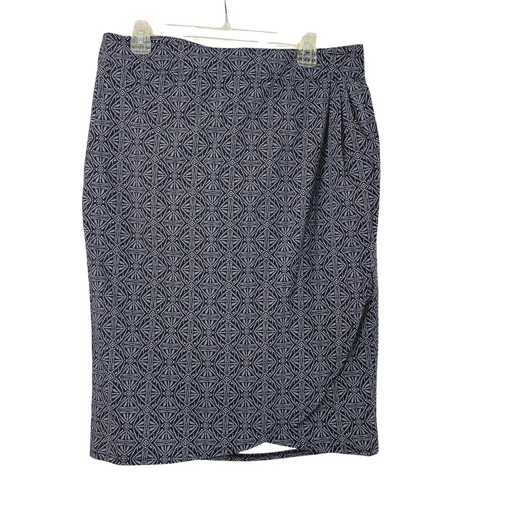 RipSkirt Wrap Skirt Womens Large Blue White Geo Print Travel Beach Resort Vaca‎